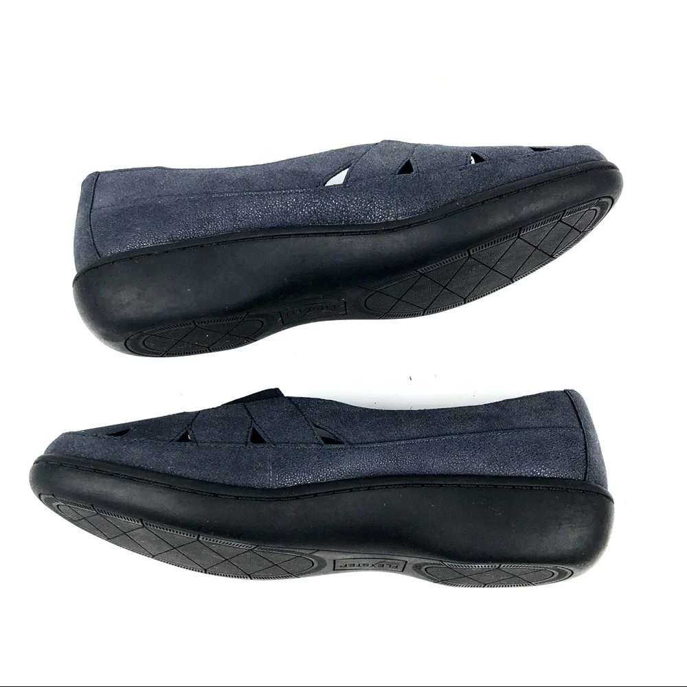 Flex Step Womens Memory Foam Emma Navy Flat Sz 7W